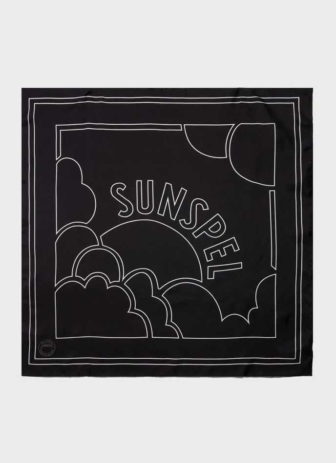 SUNSPEL Hats Scarves Gloves Linear Archive Print Silk Scarf Black 8211 MenWomen
