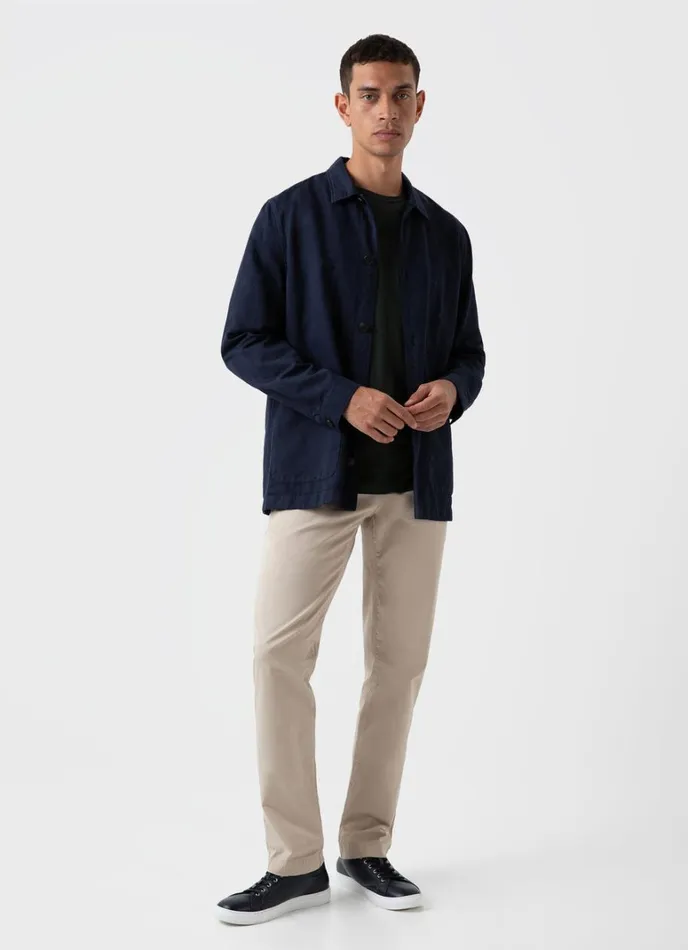 SUNSPEL Jackets and Coats Cotton Linen Twin Pocket Jacket Navy 8211 Men