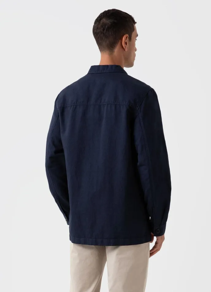 SUNSPEL Jackets and Coats Cotton Linen Twin Pocket Jacket Navy 8211 Men