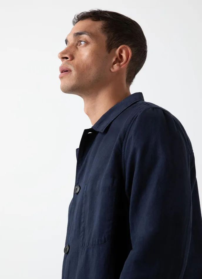 SUNSPEL Jackets and Coats Cotton Linen Twin Pocket Jacket Navy 8211 Men