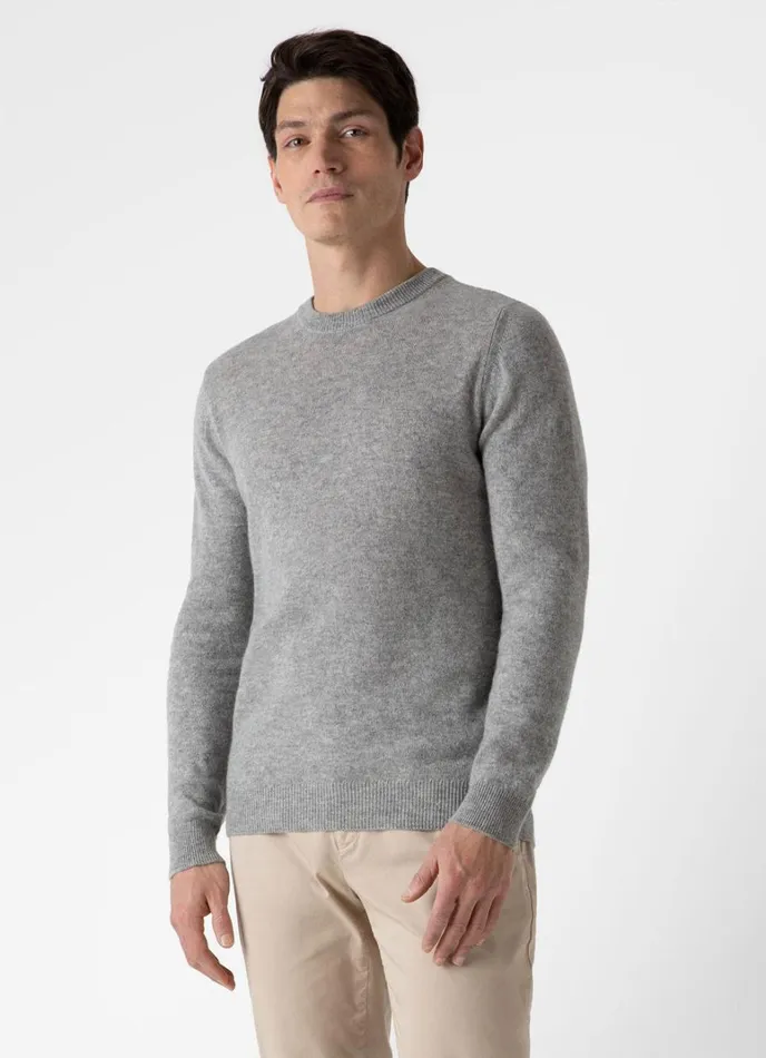 SUNSPEL Knitwear Cashmere Crew Neck Jumper Grey Melange 8211 Men