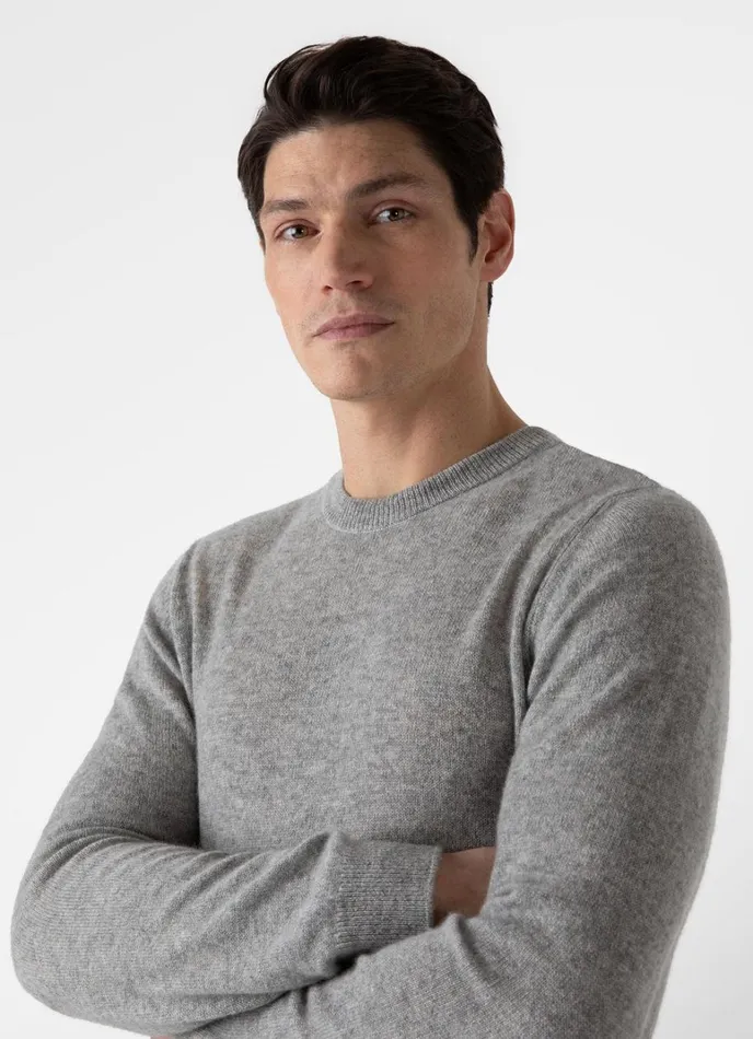 SUNSPEL Knitwear Cashmere Crew Neck Jumper Grey Melange 8211 Men