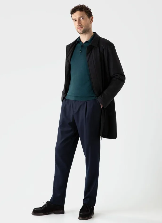 SUNSPEL Knitwear ExtraFine Merino Polo Shirt Peacock 8211 Men