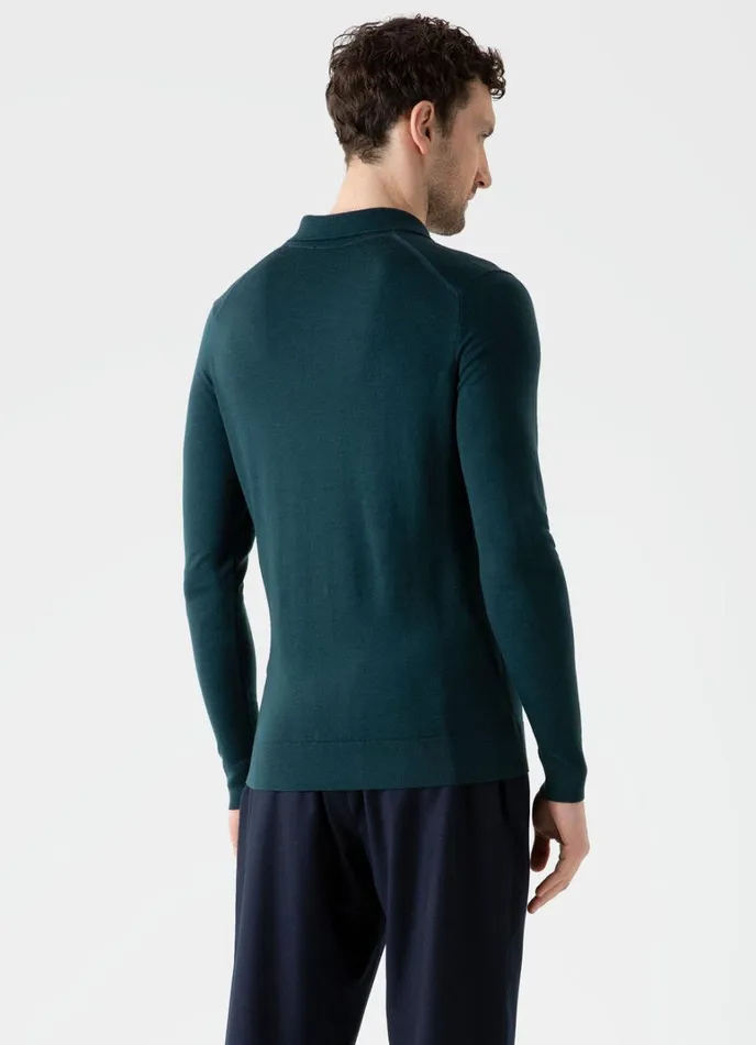 SUNSPEL Knitwear ExtraFine Merino Polo Shirt Peacock 8211 Men
