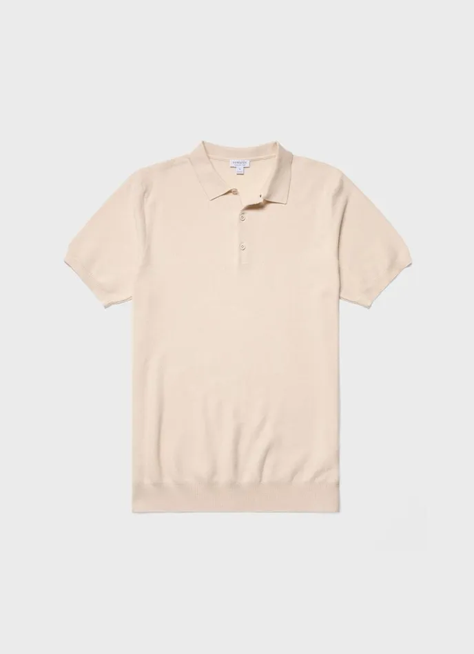 SUNSPEL Knitwear Knit Polo Shirt Ecru 8211 Men