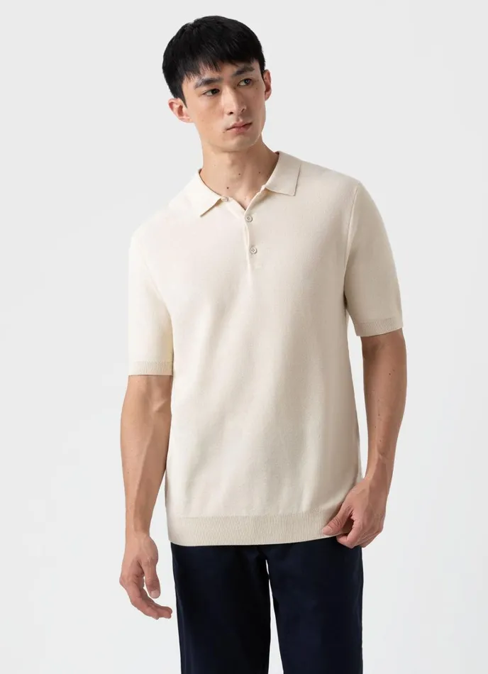 SUNSPEL Knitwear Knit Polo Shirt Ecru 8211 Men