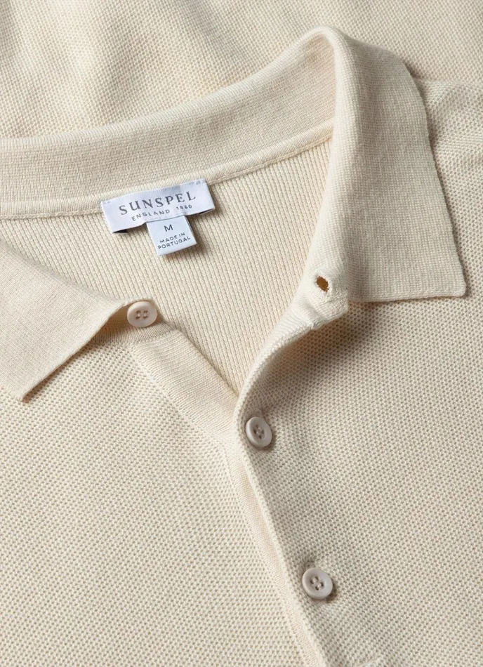 SUNSPEL Knitwear Knit Polo Shirt Ecru 8211 Men