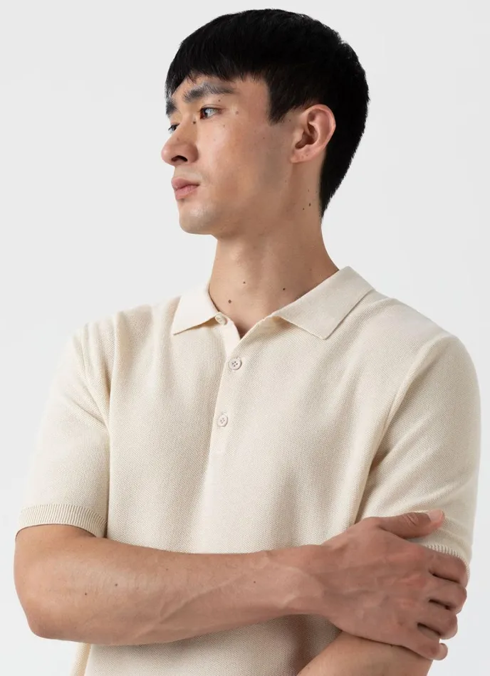 SUNSPEL Knitwear Knit Polo Shirt Ecru 8211 Men