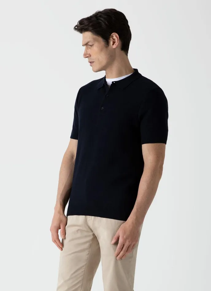 SUNSPEL Knitwear Knit Polo Shirt Navy 8211 Men