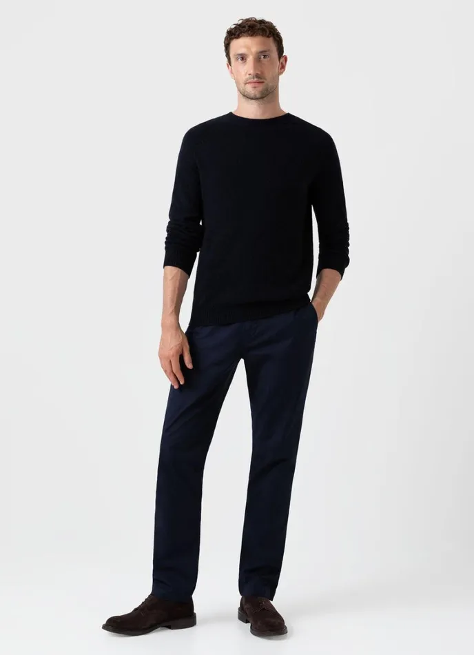 SUNSPEL Knitwear Lambswool Crew Neck Jumper Dark Navy Mouline 8211 Men