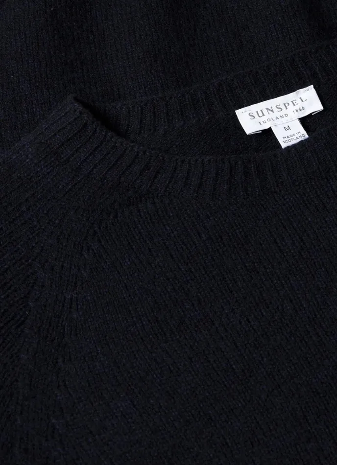 SUNSPEL Knitwear Lambswool Crew Neck Jumper Dark Navy Mouline 8211 Men