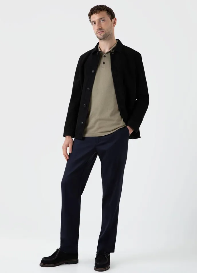 SUNSPEL Knitwear Long Sleeve Sea Island Cotton Polo Shirt Dark Stone 8211 Men