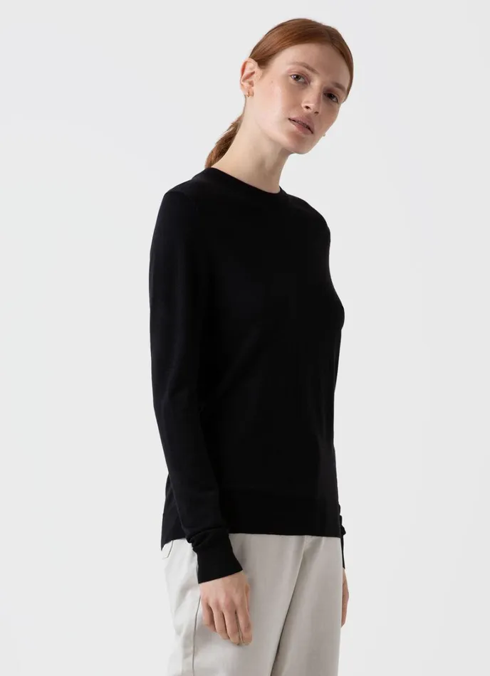 SUNSPEL Knitwear Merino Silk Crew Neck Jumper Black 8211 Women