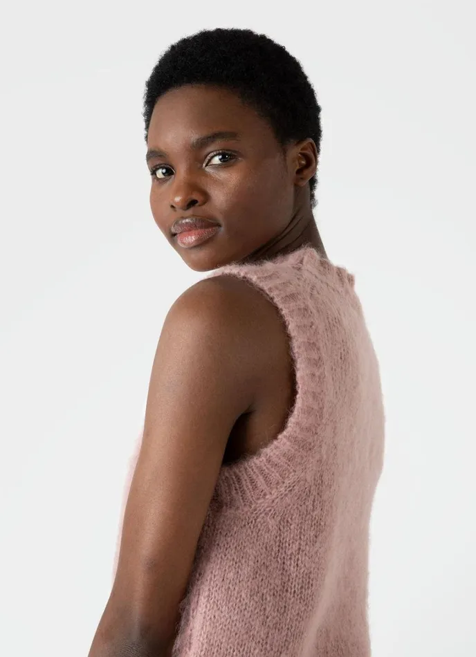 SUNSPEL Knitwear Mohair Silk Vest Vintage Pink 8211 Women