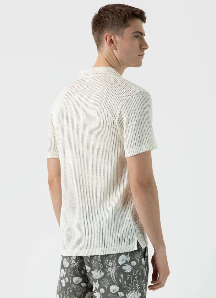 SUNSPEL Polo Shirts Linear Mesh Polo Shirt Ecru 8211 Men