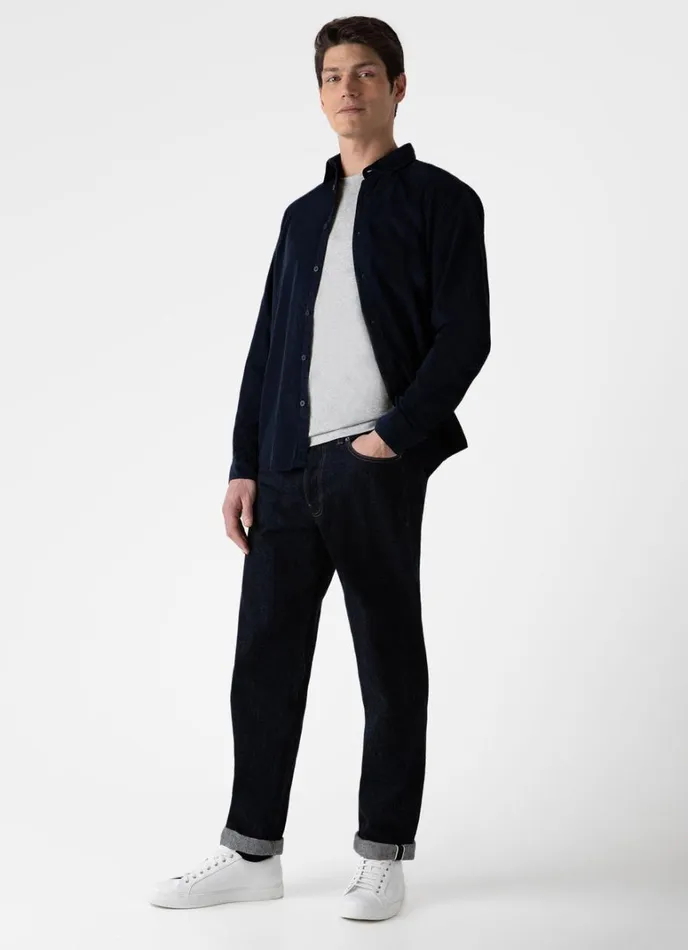 SUNSPEL Shirts Fine Cord Shirt Navy 8211 Men