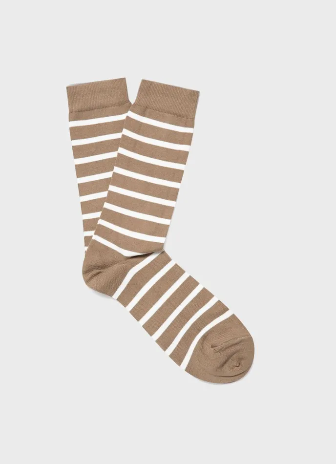 SUNSPEL Socks Cotton Socks Dark Stoneecru Breton Stripe 8211 Men