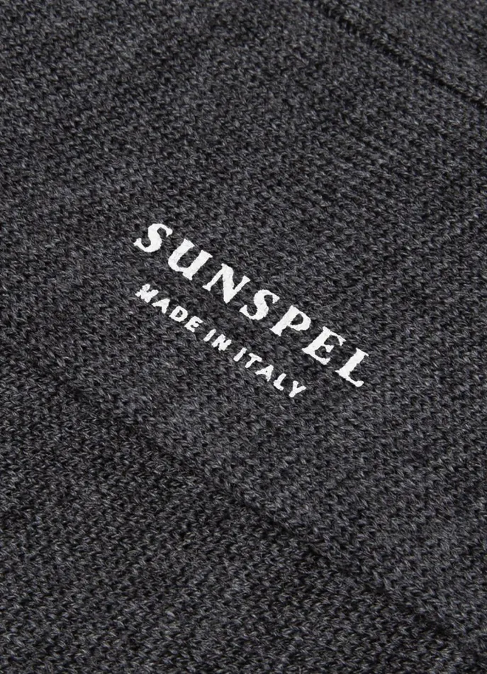 SUNSPEL Socks Merino Wool Ribbed Socks Charcoal Melange 8211 Men