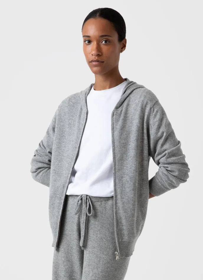 SUNSPEL Sweatshirts and Sweatpants Cashmere Zip Hoodie Grey Melange 8211 Women