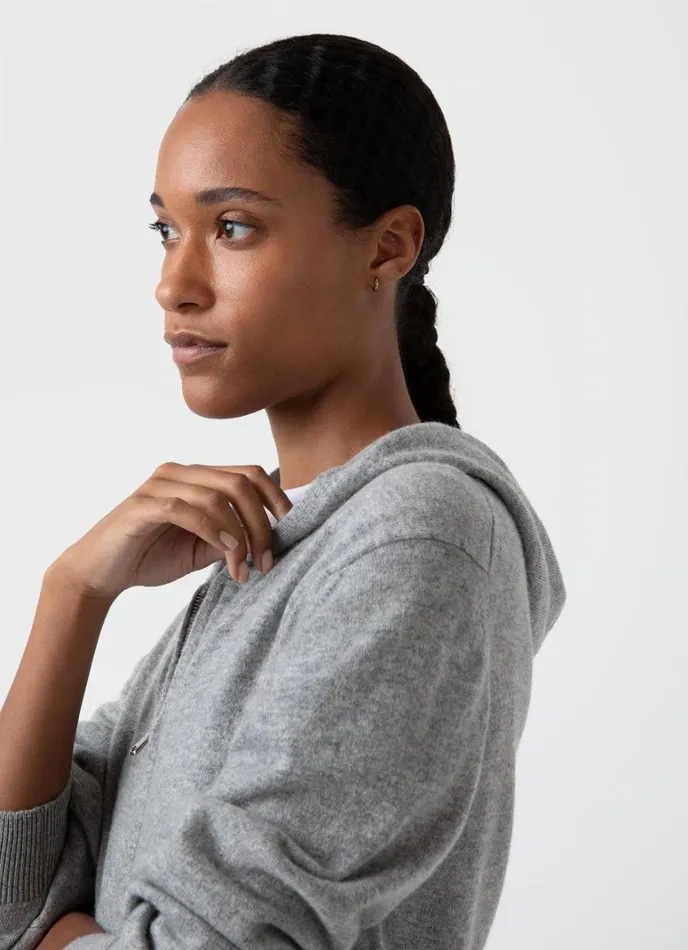 SUNSPEL Sweatshirts and Sweatpants Cashmere Zip Hoodie Grey Melange 8211 Women