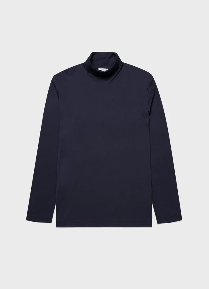 SUNSPEL Tshirts Long Sleeve Roll Neck Tshirt Navy 8211 Men