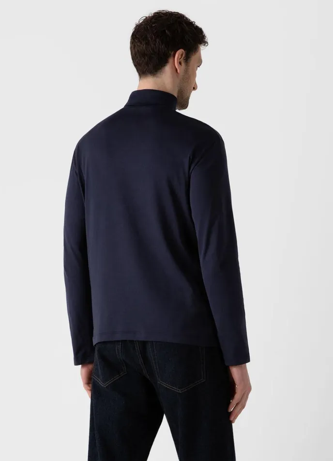 SUNSPEL Tshirts Long Sleeve Roll Neck Tshirt Navy 8211 Men