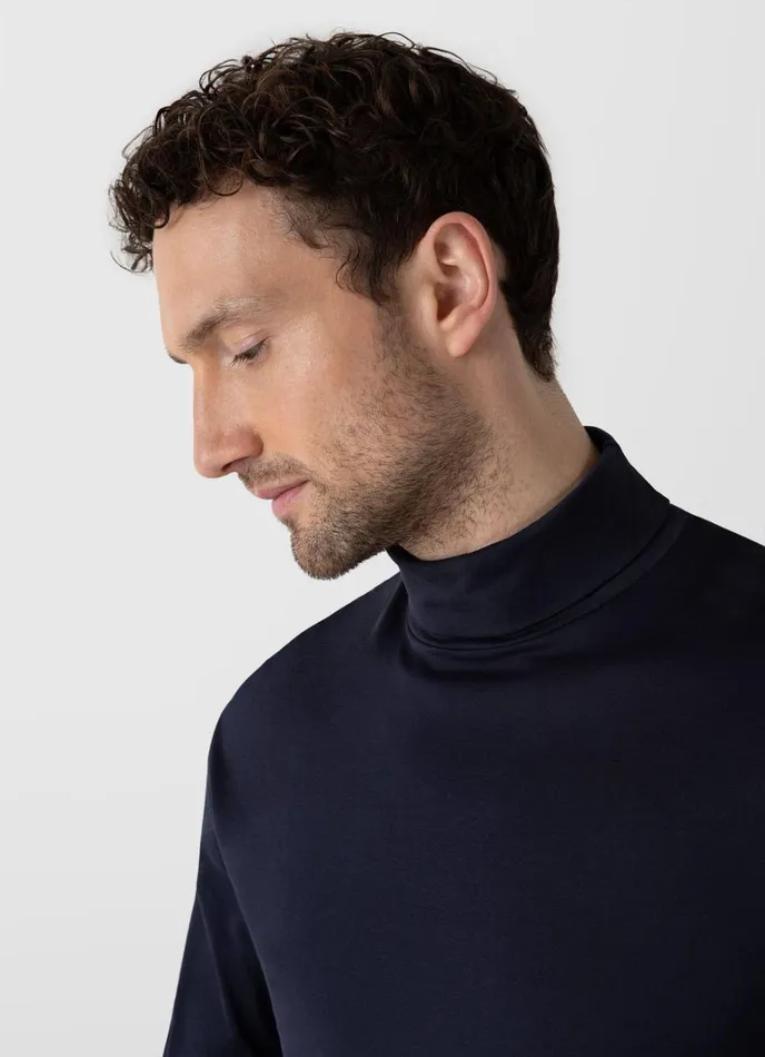 SUNSPEL Tshirts Long Sleeve Roll Neck Tshirt Navy 8211 Men