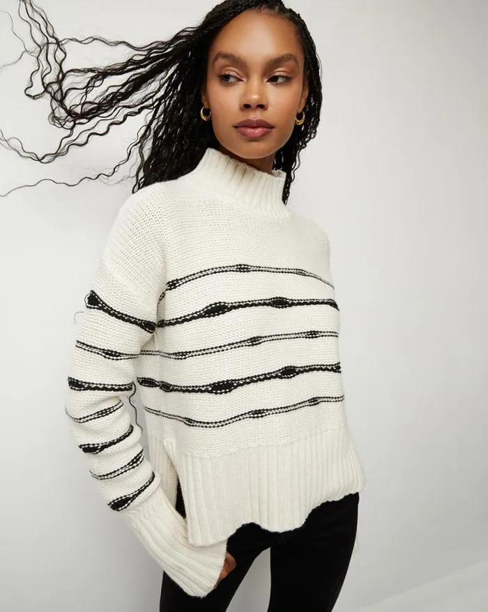 Sweaters Shop Veronica Beard Viori Striped Sweater Whiteblack