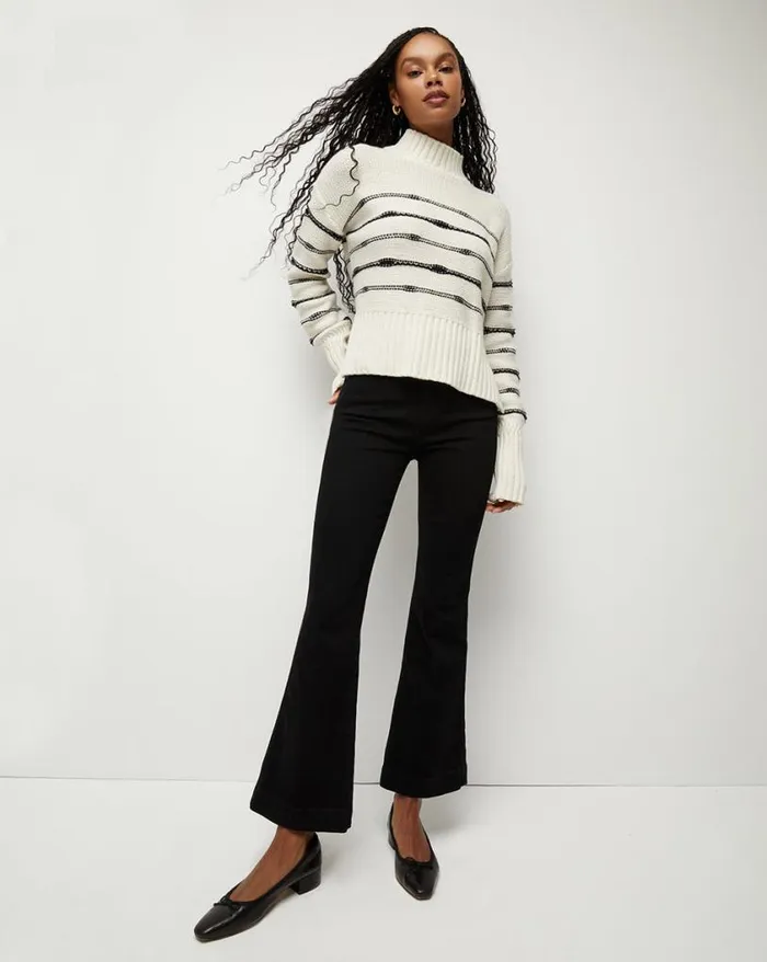 Sweaters Shop Veronica Beard Viori Striped Sweater Whiteblack