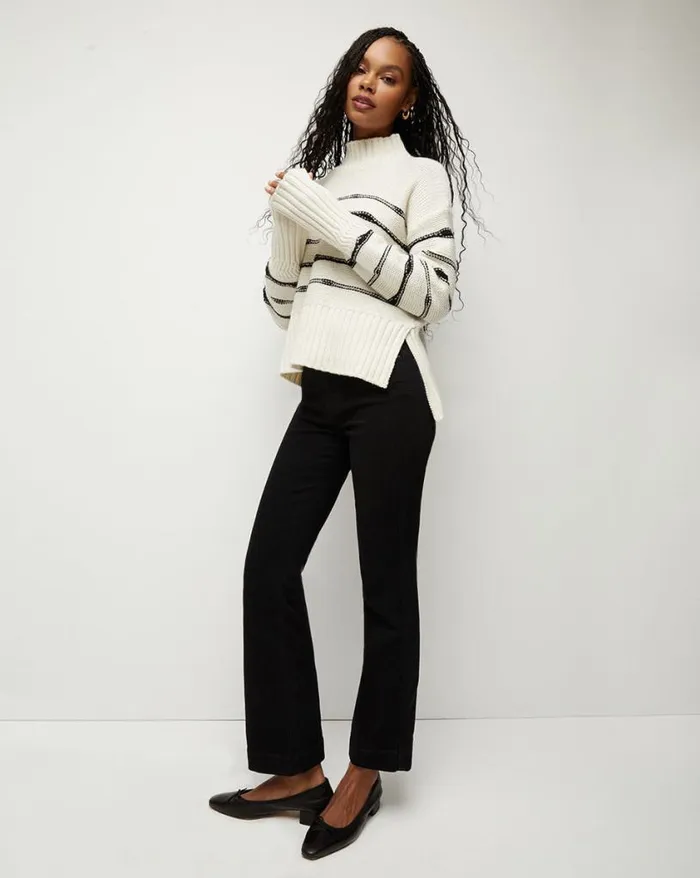 Sweaters Shop Veronica Beard Viori Striped Sweater Whiteblack
