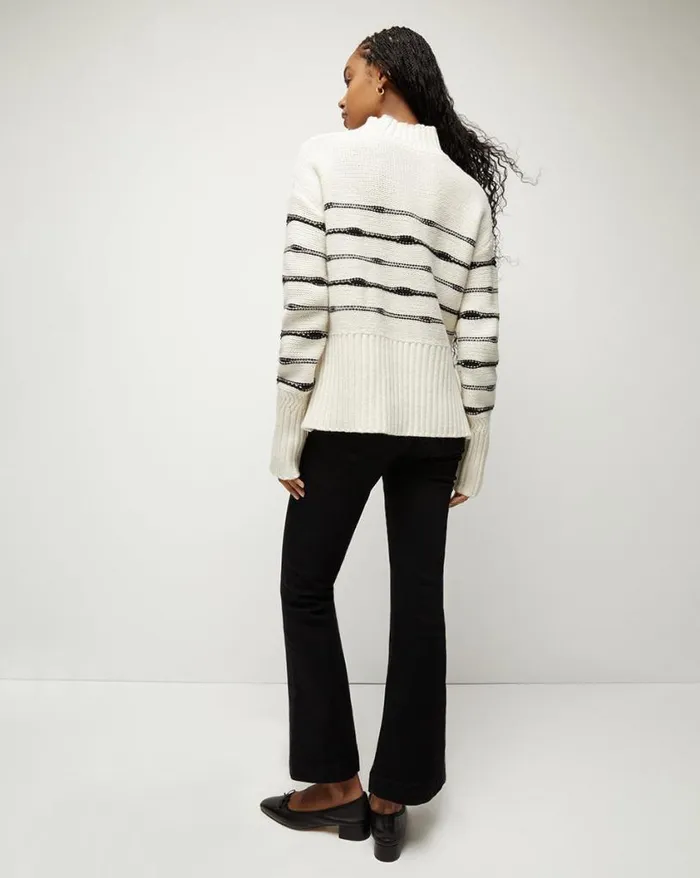 Sweaters Shop Veronica Beard Viori Striped Sweater Whiteblack