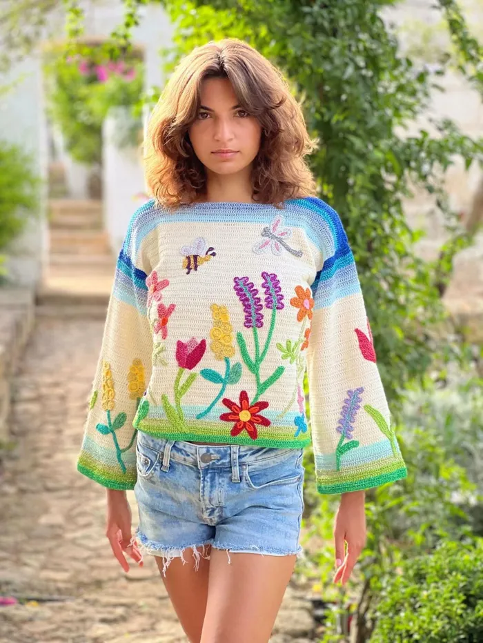 Sweaters Women Rose Carmine SWEATER GARDEN PARTY