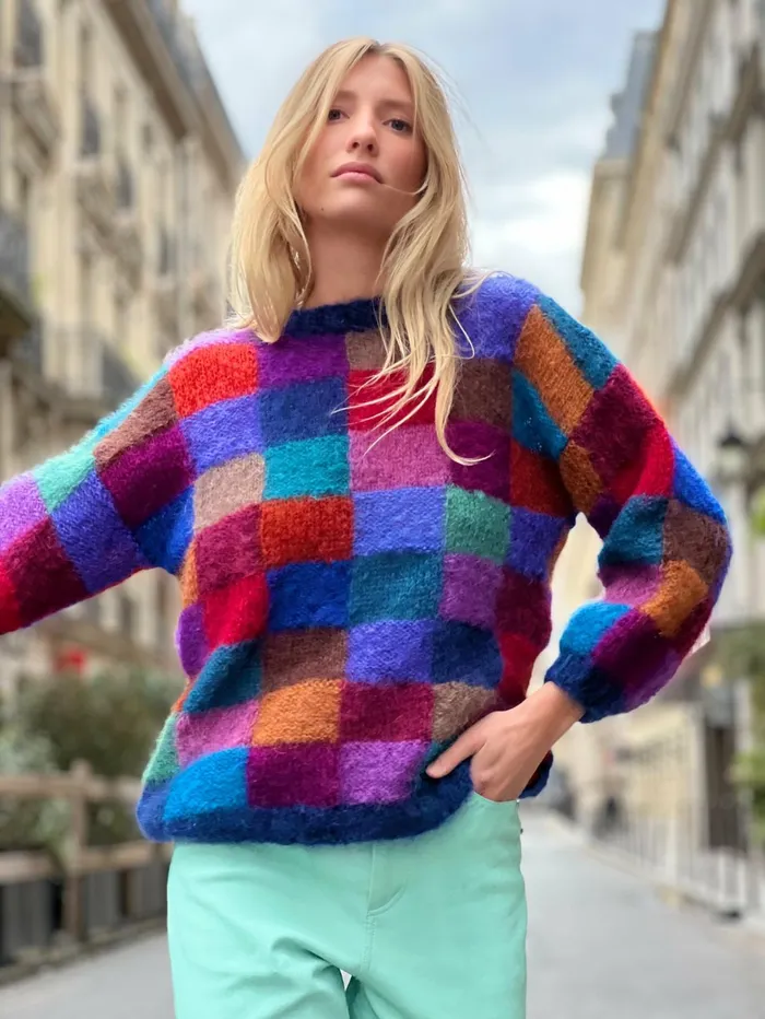 Sweaters Women Rose Carmine SWEATER OVERSIZE PIXELS STRONGS