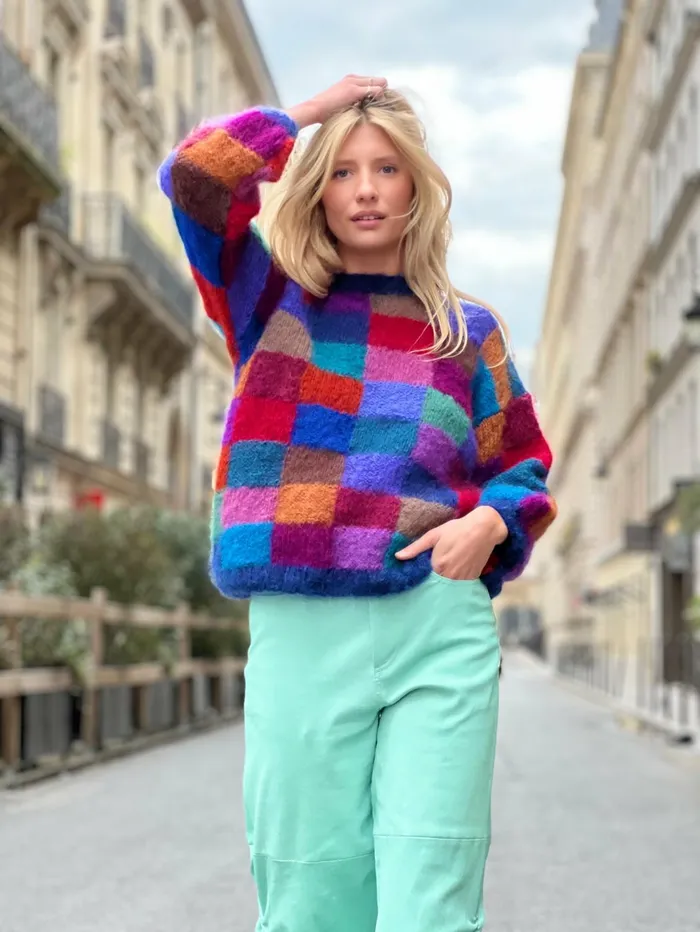 Sweaters Women Rose Carmine SWEATER OVERSIZE PIXELS STRONGS