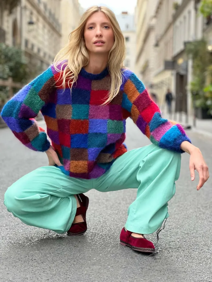 Sweaters Women Rose Carmine SWEATER OVERSIZE PIXELS STRONGS
