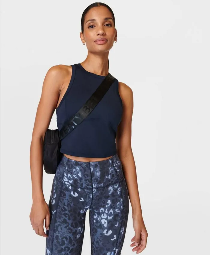 Sweaty Betty All Day Racerback Crop Tank Navy Blue Clothing Tank Tops