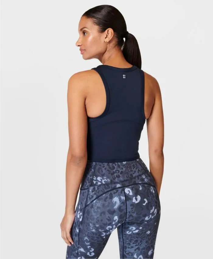 Sweaty Betty All Day Racerback Crop Tank Navy Blue Clothing Tank Tops