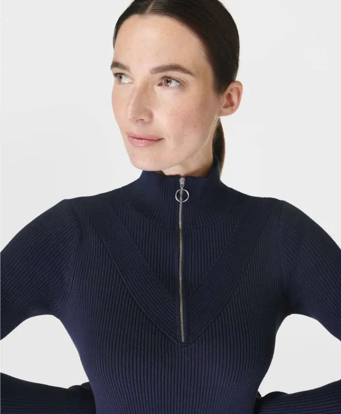 Sweaty Betty Frame Knitted Midi Dress Navy Blue Clothing