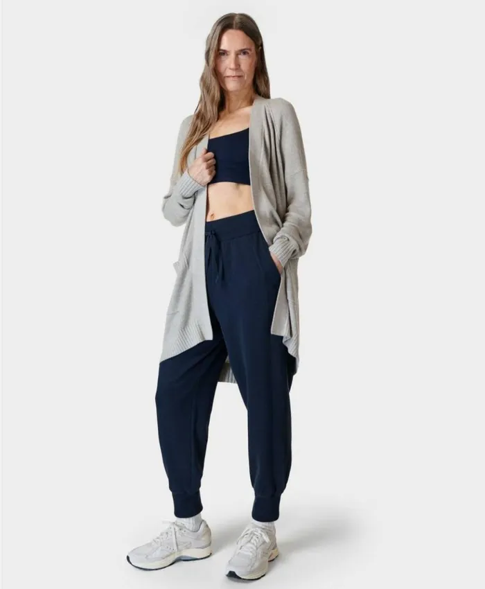 Sweaty Betty Solace Cashmere Blend Cardigan Light Grey Marl Clothing Sweaters