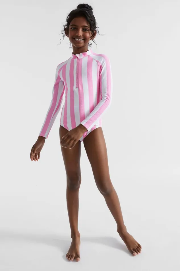 Swimwear Girl Seed Heritage Stripe Rashsuit Candy Pink