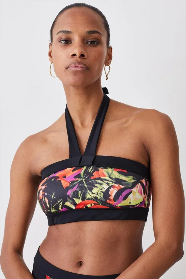 Swimwear Women Karen Millen Abstract Print Halter Neck Bikini Top Multi