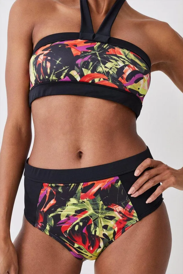 Swimwear Women Karen Millen Abstract Print Halter Neck Bikini Top Multi