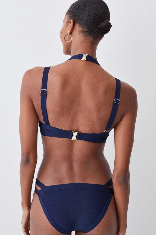 Swimwear Women Karen Millen Bandage Double Strap Bikini Top Navy