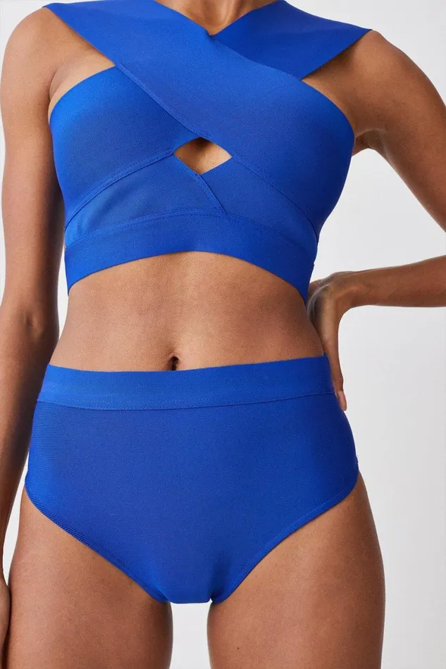Swimwear Women Karen Millen High Waisted Bandage Bikini Bottoms Cobalt