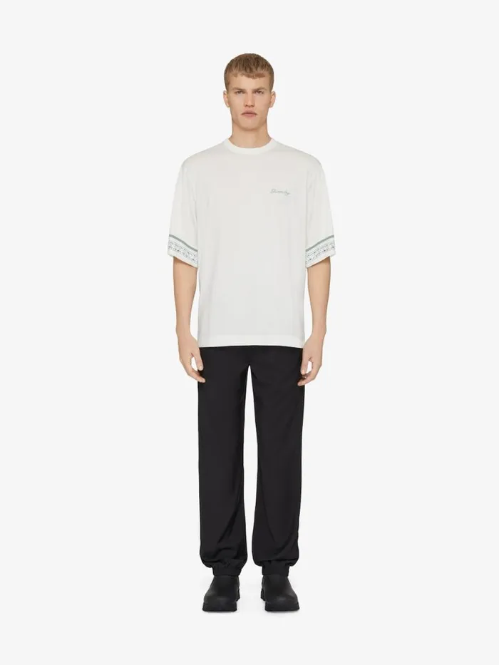 TShirt In Cotton With Floral Detail Ivory Men Givenchy TShirts