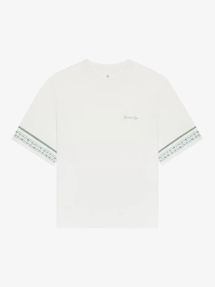 TShirt In Cotton With Floral Detail Ivory Men Givenchy TShirts