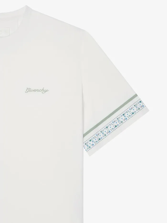 TShirt In Cotton With Floral Detail Ivory Men Givenchy TShirts