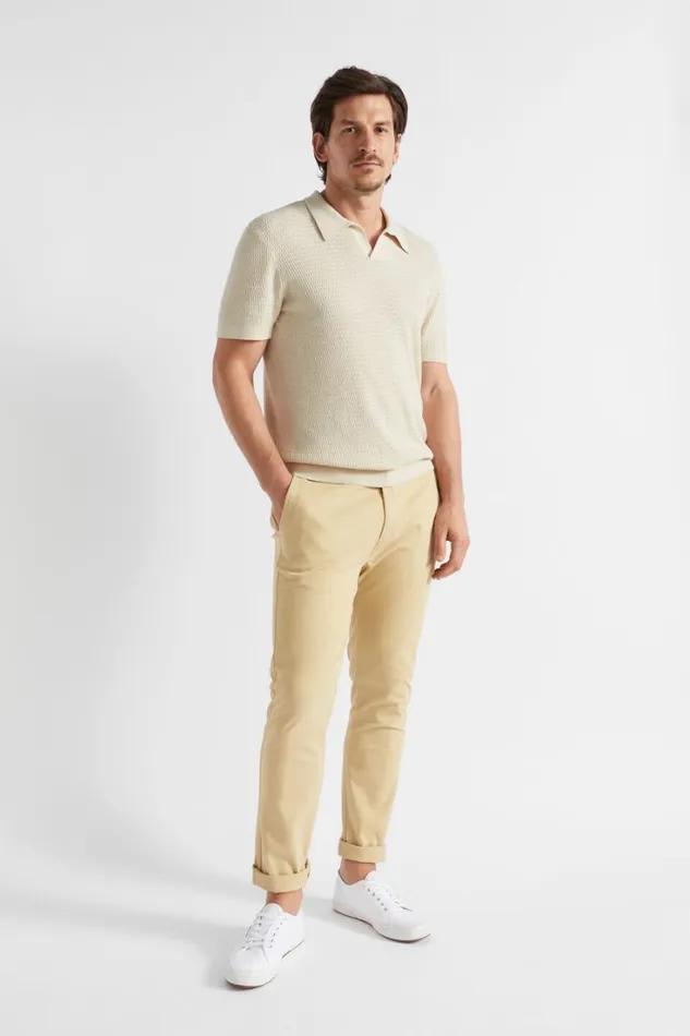 TShirts and Sweaters Man Seed Heritage Knitted Trophy Polo Ecru