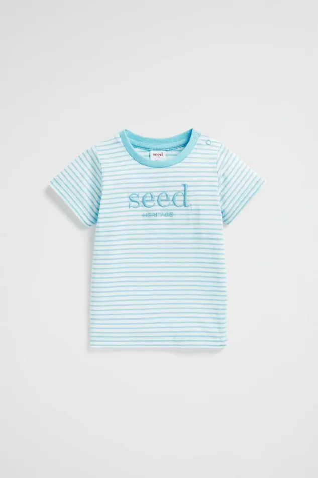 TShirts and Tops Baby Seed Heritage Core Logo Tee Ocean Blue Stripe