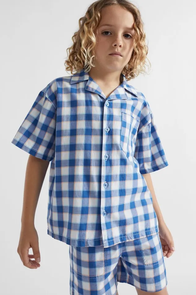 TShirts and Tops Boy Seed Heritage Check Camp Shirt Marine